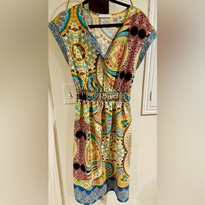 Ces Femme Pastel Paisley Dress in Yellow, Blue & Pink